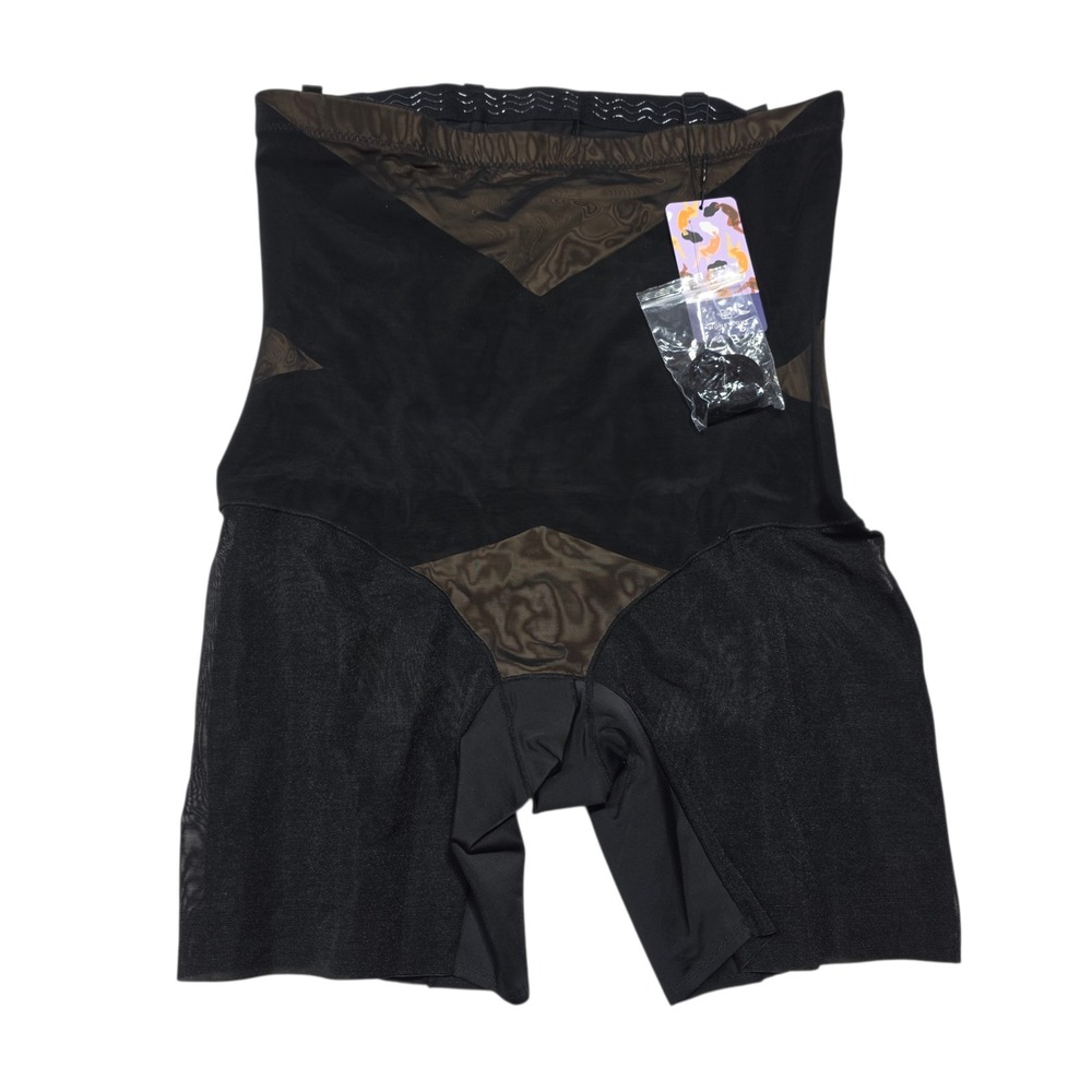 NEW HONEYLOVE 2X Black High Waisted Sculpting Shorts Body Shaper Mesh Panel NWT